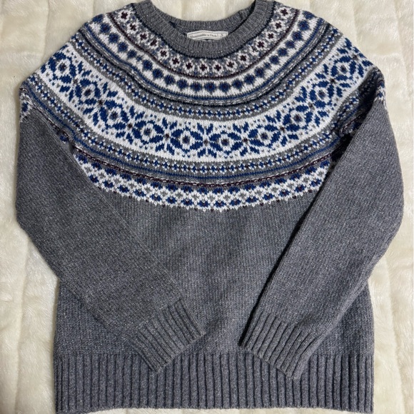 Abercrombie & Fitch Gray Nordic Pattern Crewneck Sweater size S - Picture 6 of 10